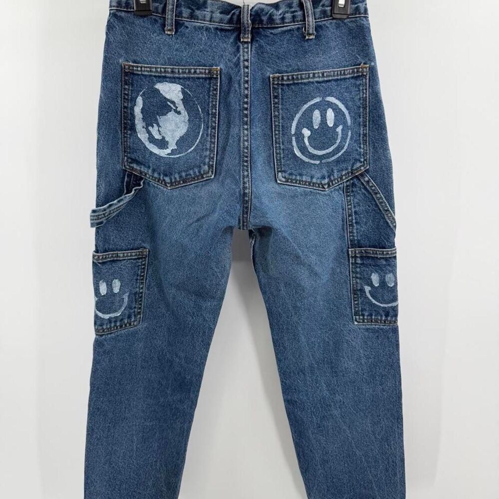 John Galt Brandy Melville Straight Leg Carpenter Jeans Smiley Faces Small